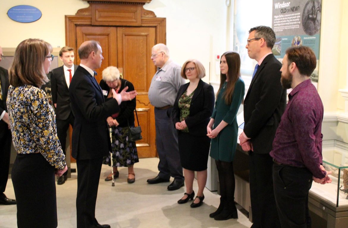 Windsor_Museum's tweet photo. We were honoured to recently welcome His Royal Highness The Earl of Wessex to reopen the Museum &amp; newly relocated Visit Information Centre @WindsorGuildhal 

It was wonderful he was able to meet our staff and volunteers and learn about our objects and new exhibits. https://t.co/XwlXc1FqLY