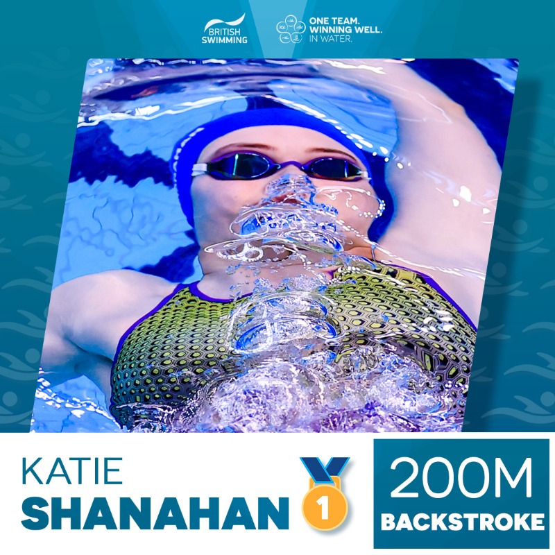 Aquatics_GB's tweet photo. Finding an extra gear off the final turn, @katieshanahan_ moves up into the lead down the final length and claims the Women's 200m Backstroke British title 🏆 #BSC22