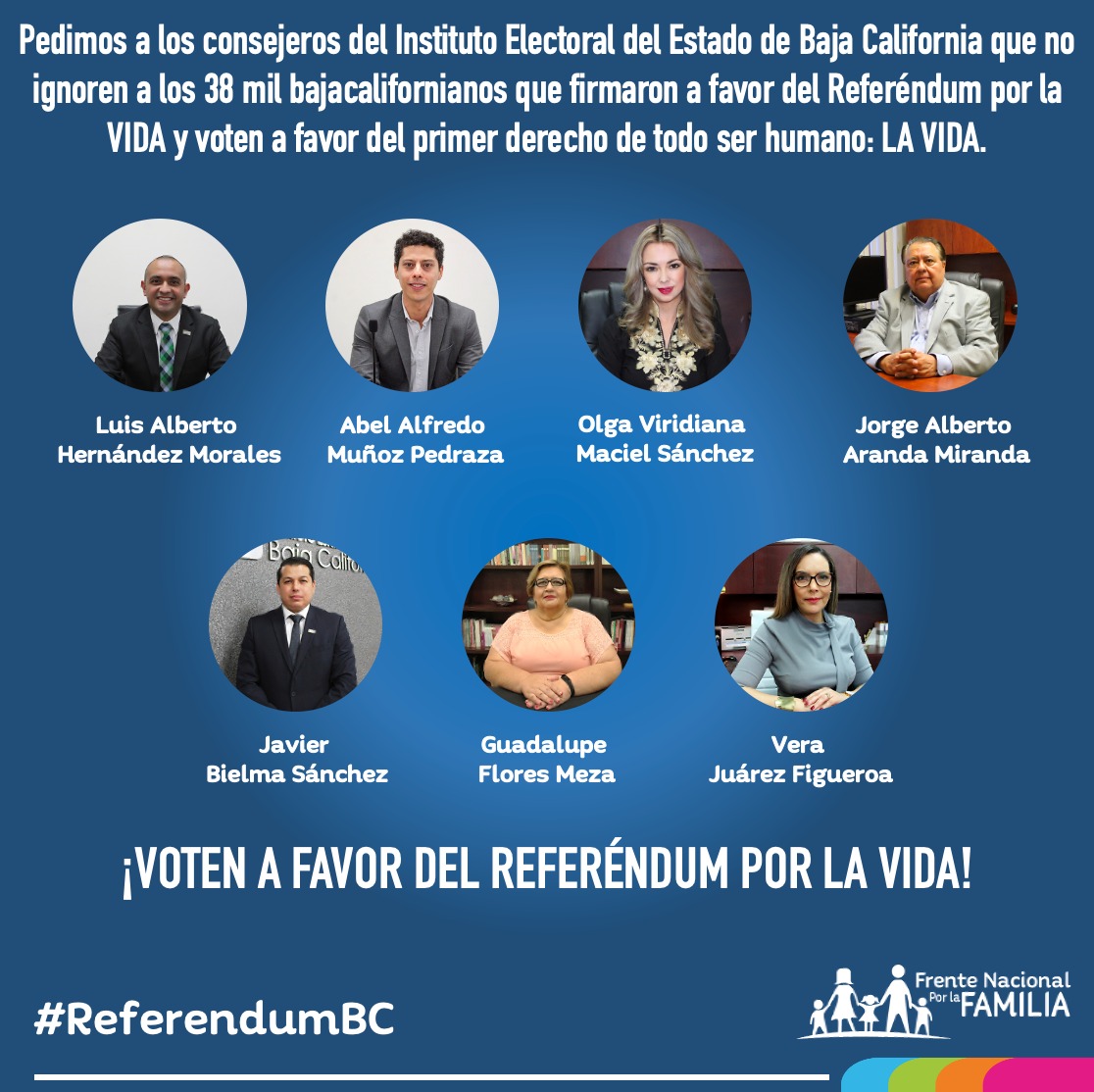 FNxFamilia's tweet photo. Pedimos a los consejeros del @IEE_BC que no ignoren la voz de los 38 mil bajacalifornianos que firmaron a favor del Referéndum por la VIDA y voten a favor del primer derecho de todo ser humano: LA VIDA. #ReferendumBC
@abelmunozp
@verajuarezf
@hmluis_ https://t.co/k7lLnPeBZE