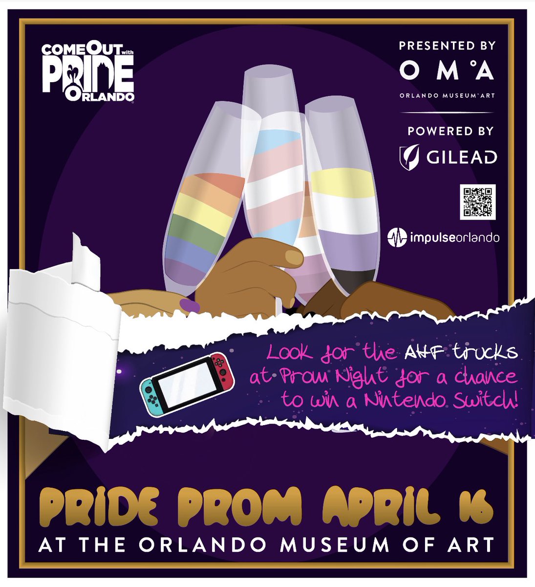 ImpulseOrlando's tweet photo. After @OrlandoPride Prom Night, how about some sexual education? 😏

Look for AHF's testing truck to get tested for STDs, get FREE drink tickets per test, free prizes, and enter for a chance to win a Nintendo Switch!

April 16th at Savoy, get your permission slips signed! https://t.co/pV4G8pUdJi