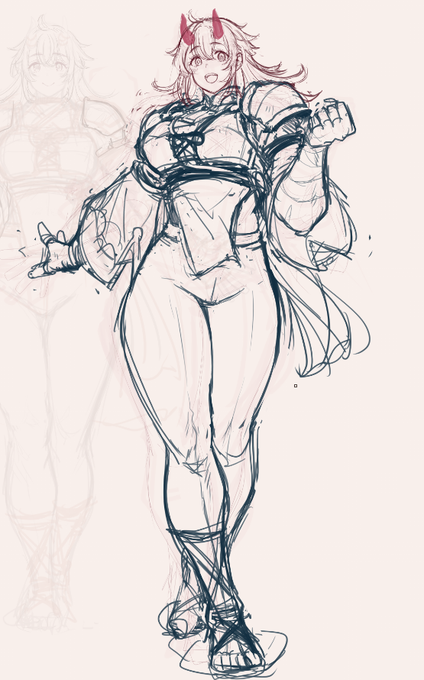 描いているとなんだか思ったより普通の体型に見えてくるな… 