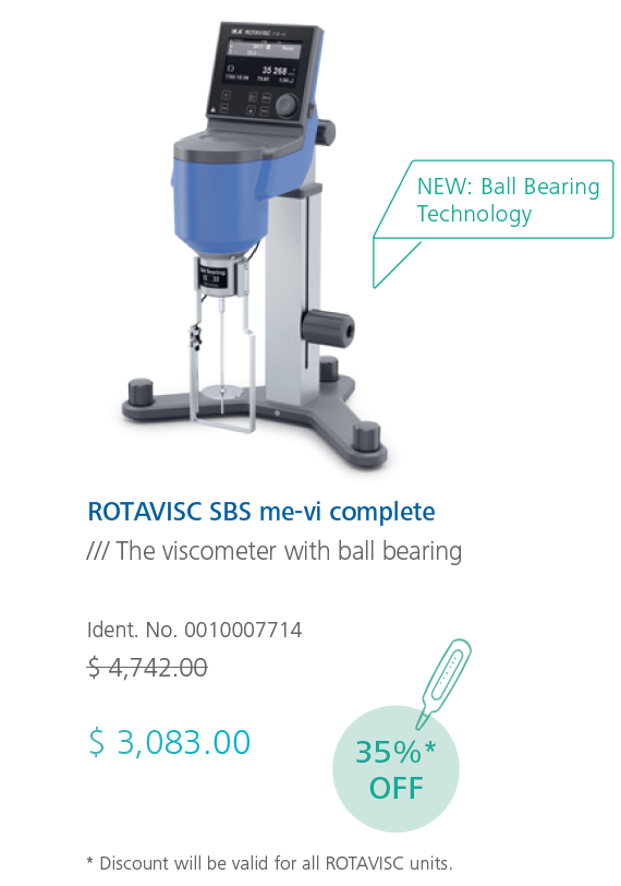 RobinCeschin's tweet photo. Check out our amazing savings on all IKA viscometers! Always easy to use; now more robust SBS models available. #lookattheblue
https://t.co/LUKI9kHtdS https://t.co/Fve7loSlK7