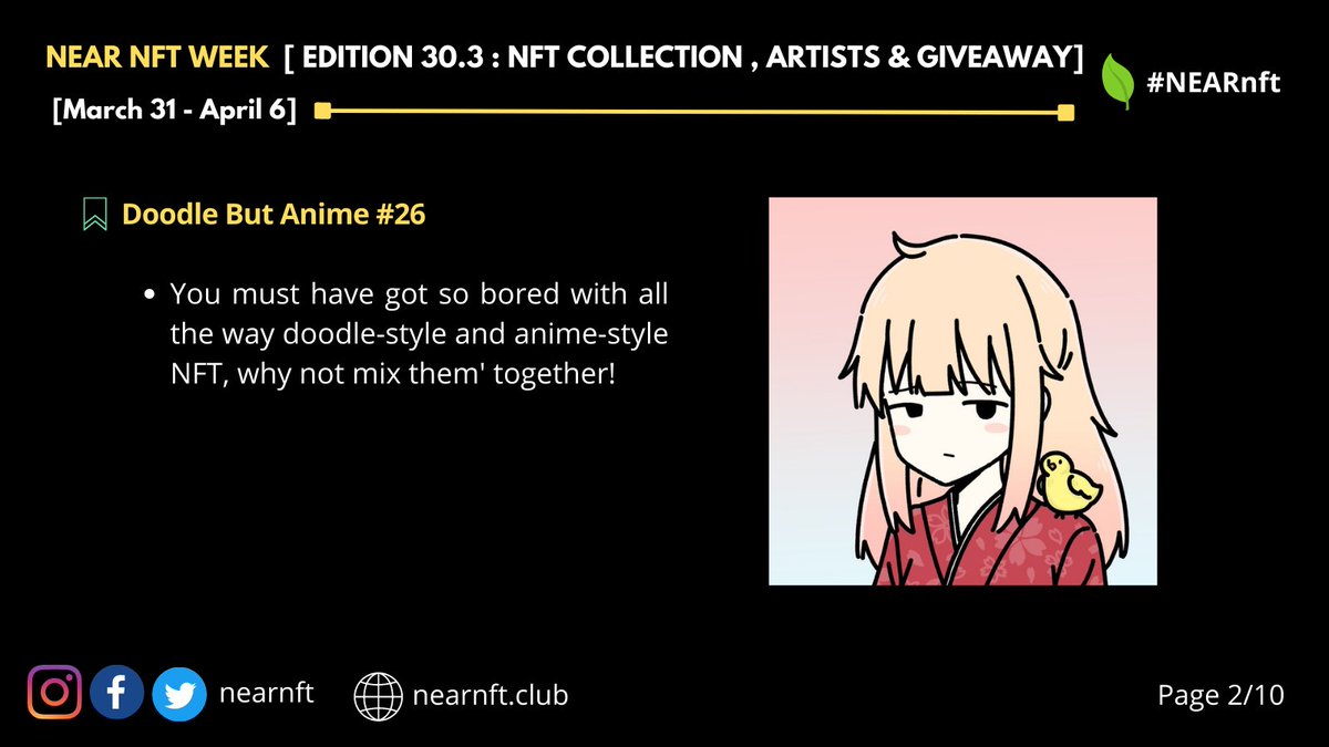 NEARNFTWEEK's tweet photo. Weekly Highlights about new #NFTCollections and #NFTArtists

🎨Doodle But Anime #26 

#NFT #NFTCommmunity
#NEARnft #NEARnftWEEK
https://t.co/Kk6VgO4L3W https://t.co/zzrCiuFlaq