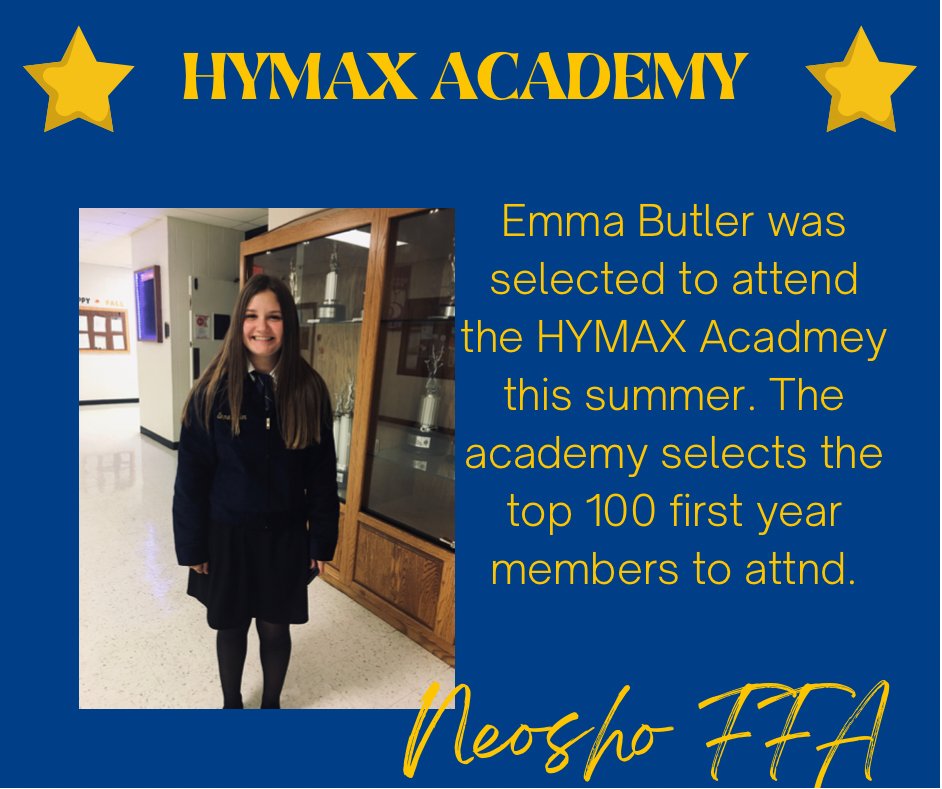Being selected to these academies is very competitive. Neosho FFA will be well represented!
Congrats Hannah &amp; Emma!