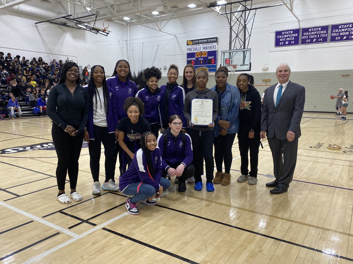 A special visit today from Councilman Patoka to honor our 1A State Champions. 💜🏀🏅
