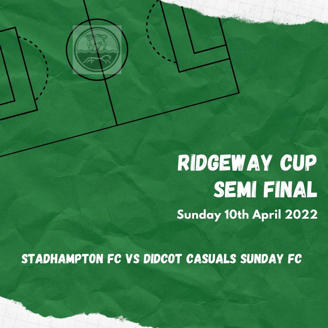 Last but certainly not least, the other Semi Final fixture from this season's Ridgeway Cup! It'll be <a href="/StadhamptonFc/">Stadhampton Football Club</a> pitted up against <a href="/CasualsSundayFC/">Didcot Casuals Sunday FC</a> - Who's going to join <a href="/theampleforth/">The Ampleforth</a> in the final? Best of luck to both teams!