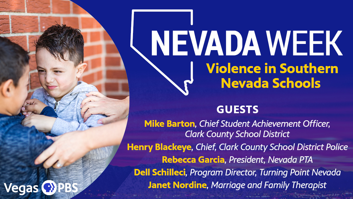 Nevada Week (@nevadaweek) on Twitter photo Tonight at 8 p.m., @MikeMbarton <a href="/ClarkCountySch/">CCSD</a>, Henry Blackeye, <a href="/ccsdpd/">CCSDPD</a>, <a href="/rebsgarcia/">Rebecca Dirks Garcia</a> <a href="/nevadapta/">NevadaPTA</a>, Dell Schilleci of Turning Point Nevada, and <a href="/janetpatrice/">Janet Nordine, MS, LMFT, RPT-S</a> join <a href="/Amber_R_Dixon/">Amber Renee Dixon</a> to address violent incidents at schools, and the solutions to address the issue. #NevadaWeek #VegasPBS Tonight at 8 p.m., @MikeMbarton <a href="/ClarkCountySch/">CCSD</a>, Henry Blackeye, <a href="/ccsdpd/">CCSDPD</a>, <a href="/rebsgarcia/">Rebecca Dirks Garcia</a> <a href="/nevadapta/">NevadaPTA</a>, Dell Schilleci of Turning Point Nevada, and <a href="/janetpatrice/">Janet Nordine, MS, LMFT, RPT-S</a> join <a href="/Amber_R_Dixon/">Amber Renee Dixon</a> to address violent incidents at schools, and the solutions to address the issue. #NevadaWeek #VegasPBS