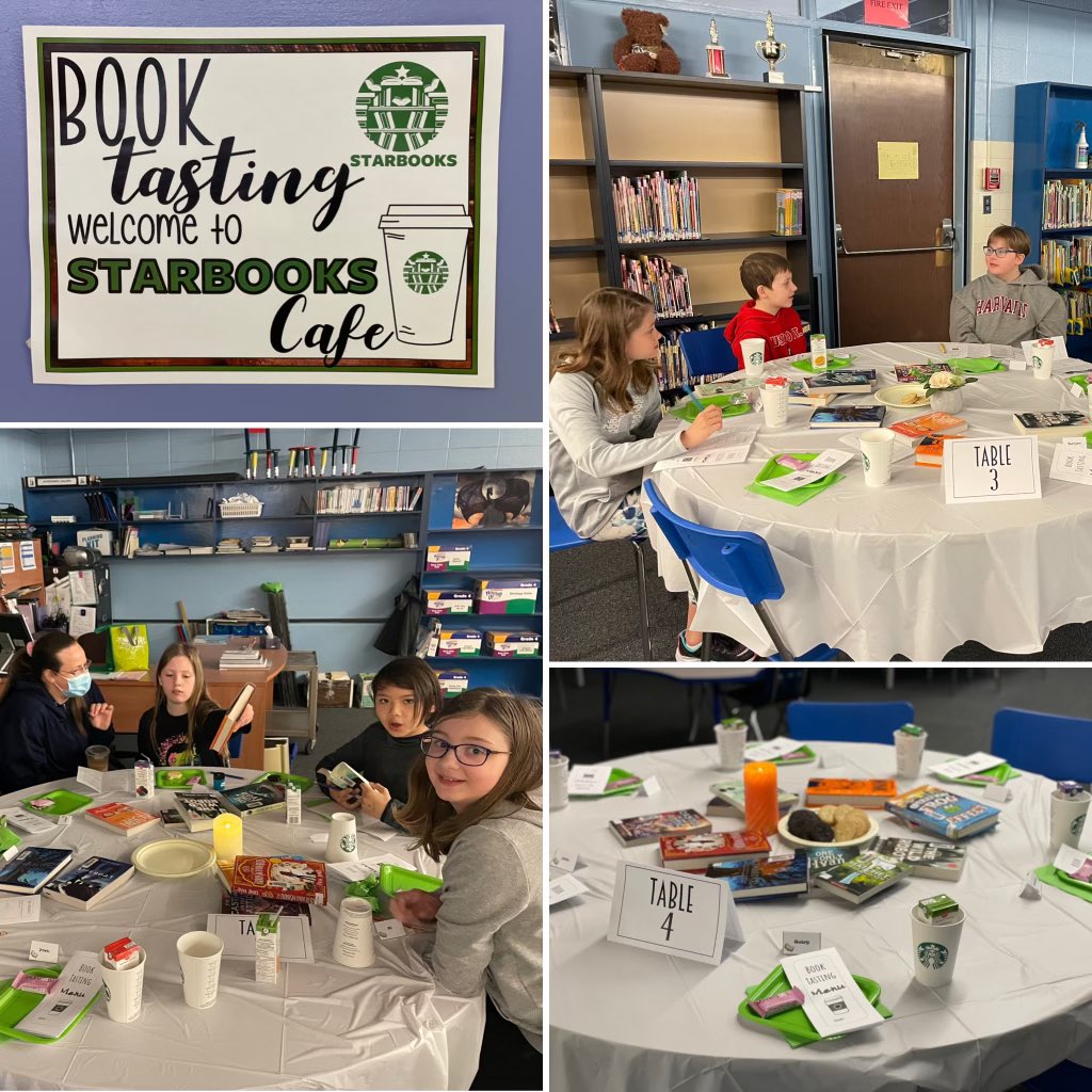 RRSchool's tweet photo. Grade 5&amp;6’s try out some tasty books at the Starbooks Cafe and Cafe Beard’s Books 📖 📚 ☕️ @StAlbertPublic https://t.co/PKja23zVFS