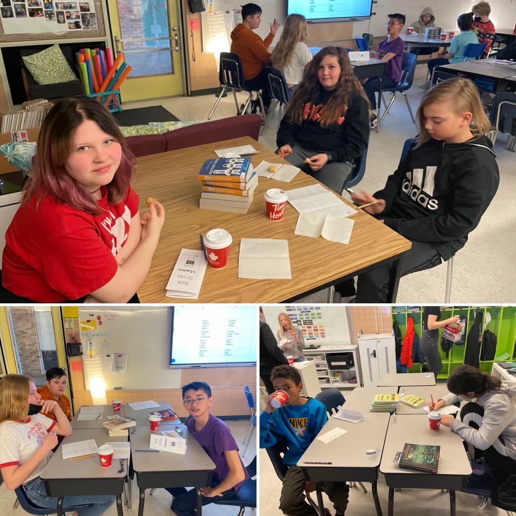 RRSchool's tweet photo. Grade 5&amp;6’s try out some tasty books at the Starbooks Cafe and Cafe Beard’s Books 📖 📚 ☕️ @StAlbertPublic https://t.co/PKja23zVFS