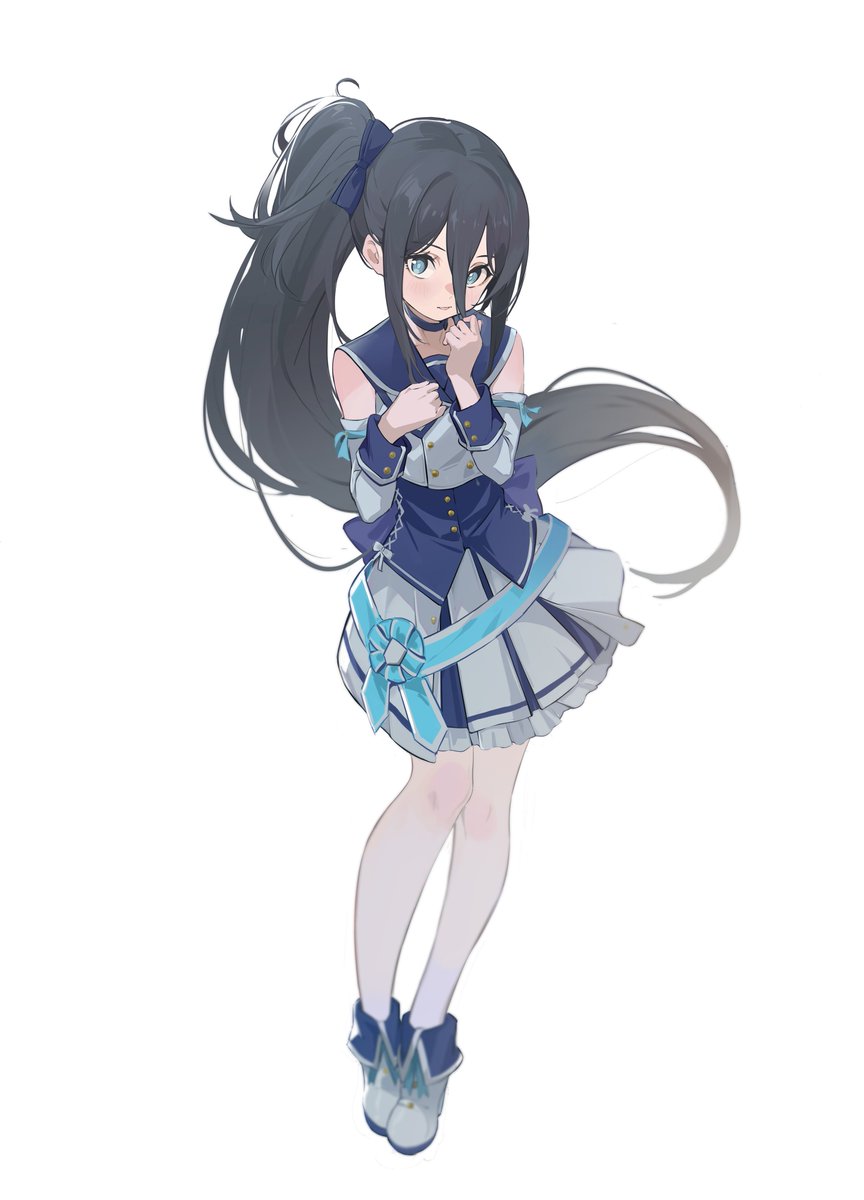 aris (blue archive) 1girl solo long hair side ponytail white background very long hair idol  illustration images