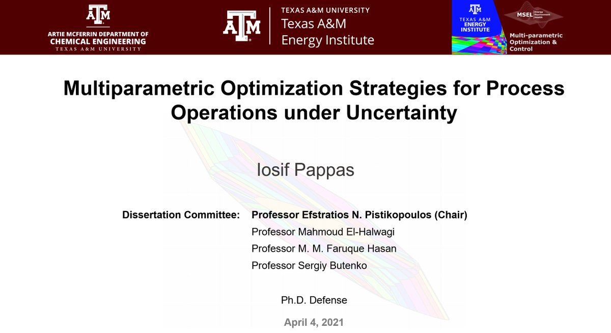 Dr. Iosif Pappas has successfully defended his Ph.D. thesis entitled "Multiparametric Optimization Strategies for Process Operations under Uncertainty" 

We would like to congratulate Dr. Pappas and wish him all the best for his future career at Shell.
