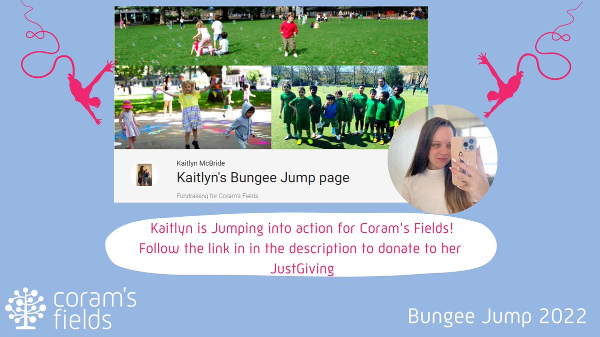 coramsfields's tweet photo. Kaitlyn who works in our OSC is braving the bungee jump to raise money for Coram's Fields. 
Donate here https://t.co/GGnEiYtFm5
Fancy taking on the challenge yourself? We still have free spaces available! click here to sign up today
https://t.co/qmrWcHA3mY https://t.co/ytQ5RTzthe
