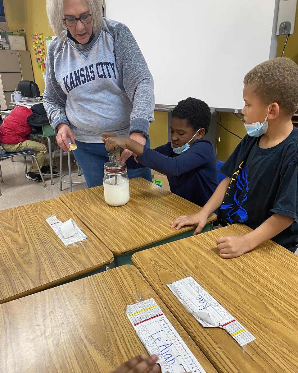Our 2nd graders are learning about Westward Expansion.  Yesterday they made butter using cream and a churn like the pioneers.  These photos are of Ms. Smith showing Ms. Willard’s class how to churn butter. 
#LATCAPride