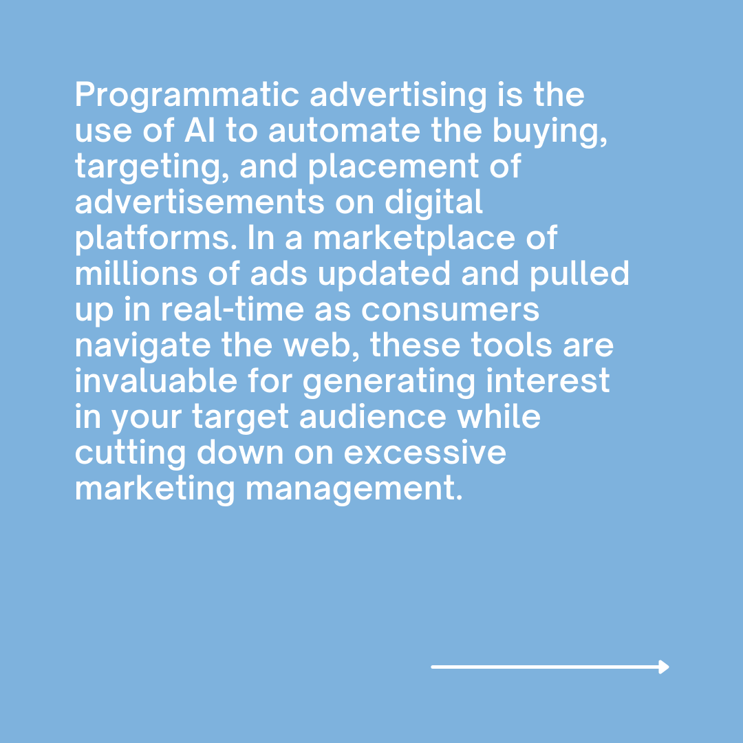 VisualFizz's tweet photo. Programmatic advertising can be especially beneficial to helping you glean as much ROI from your advertising and SEM campaigns.
https://t.co/1Bxezy7bmk
#branding #advertising #digitalmarketingagency #visualfizz https://t.co/11shMh4ZUF