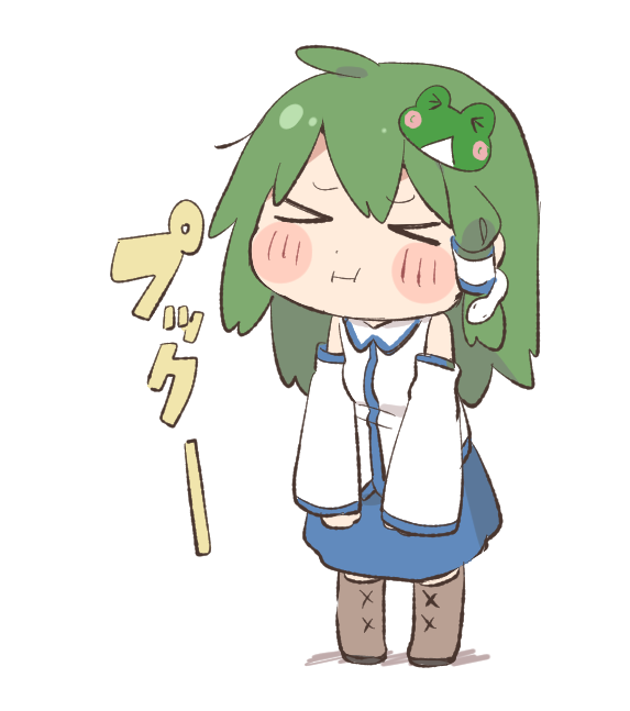 kochiya sanae 1girl green hair hair ornament solo detached sleeves skirt white background  illustration images