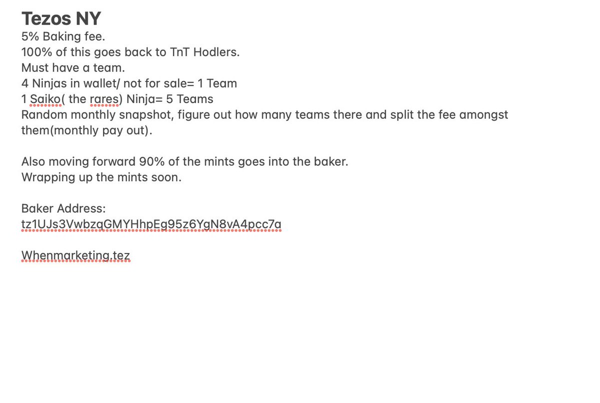 Have you heard the news?! Free baking for Tezos Ninja HODLers! 
Stop paying <a href="/coinbase/">Coinbase 🛡️</a> 25% of your hard earned rewards!! 🤣 
Details Below! 👇
90% of Future Mints goes to make the baker bigger.
Mints end soon.⏳
#tezos #CleanNFT