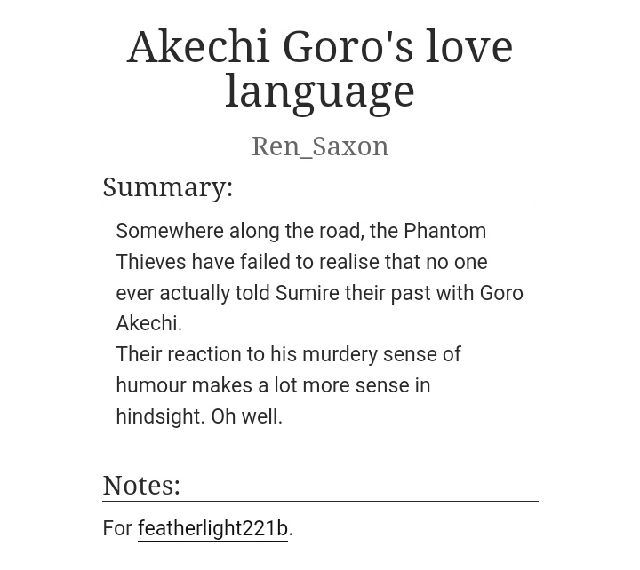 mastershearts's tweet image. Hello, here's a short fic comissioned by @/featherlight221 about Sumire never having been told why the Phantom Thieves are a bit tense about their leader'a boyfriend - whoops 🥴

Thank you so much for comissioning me! ✨

AO3-Link: archiveofourown.org/works/38249584