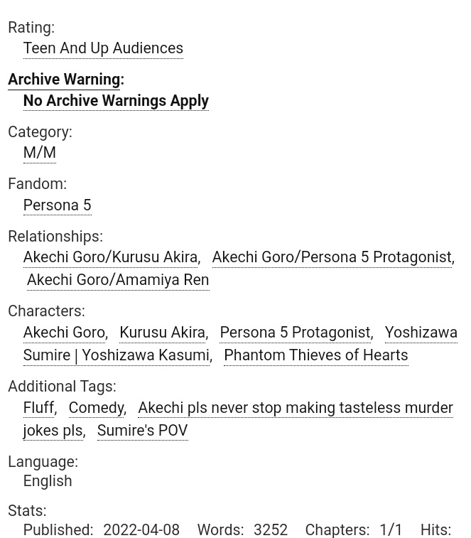 mastershearts's tweet image. Hello, here's a short fic comissioned by @/featherlight221 about Sumire never having been told why the Phantom Thieves are a bit tense about their leader'a boyfriend - whoops 🥴

Thank you so much for comissioning me! ✨

AO3-Link: archiveofourown.org/works/38249584
