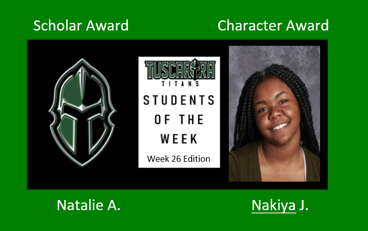 Titans_week's tweet photo. Congrats to our Students of the Week for week 26! 

💫 “Natalie applies hard work, focus, &amp; determination to consistently improve her academic gain.”

💫 “Nakiya handles a multitude of challenges with an amazingly positive attitude and perseverance.”

Keep up the great work! https://t.co/5bTN58fFw9