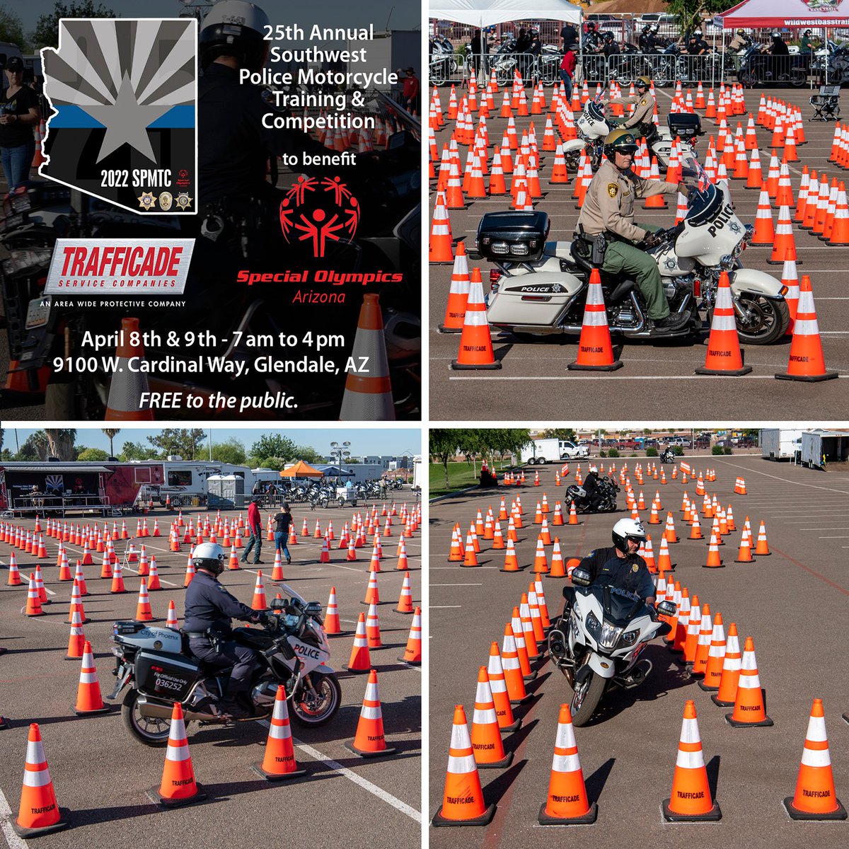 trafficade's tweet photo. Trafficade proudly supports the 25th Annual Southwest Police Motorcycle Training and Competition by providing Traffic Cones, Pedestrian Fencing, and Equipment for setting up their competitions skills course. The event is April 8th and 9th. Visit: https://t.co/dbAT7eStvw https://t.co/thQnaTu8YR