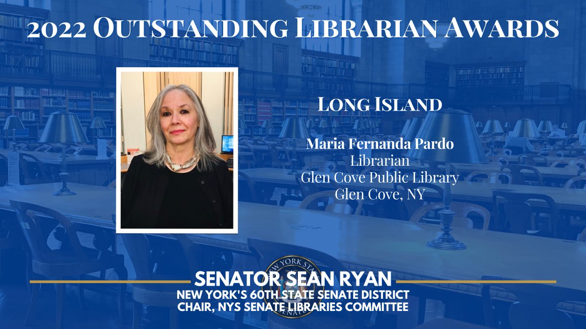 MayorSeanRyan's tweet photo. Maria Fernanda Pardo is a Librarian at Glen Cove Public Library in Glen Cove, NY.

As a charismatic, bilingual librarian, Maria has helped educate people through a variety of programs, including book discussions, immigration programs, ESL, and technology classes. Congrats Maria! https://t.co/lroG1telrc