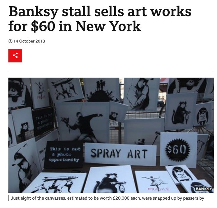 Bought a few NotBanksy’s just in case of the 0.01% chance that this actually is Banksy because I remember when this happened in 2013: bbc.com/news/entertain…