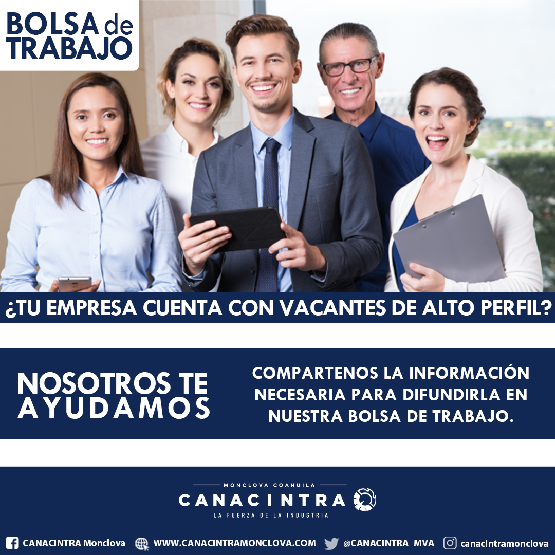 ¿Tu empresa cuenta con vacantes de alta perfil? ¡Nosotros te ayudamos!
Comunícate con nosotros: 866 633 6633
#Monclova #CANACINTRA #BolsaDeTrabajo