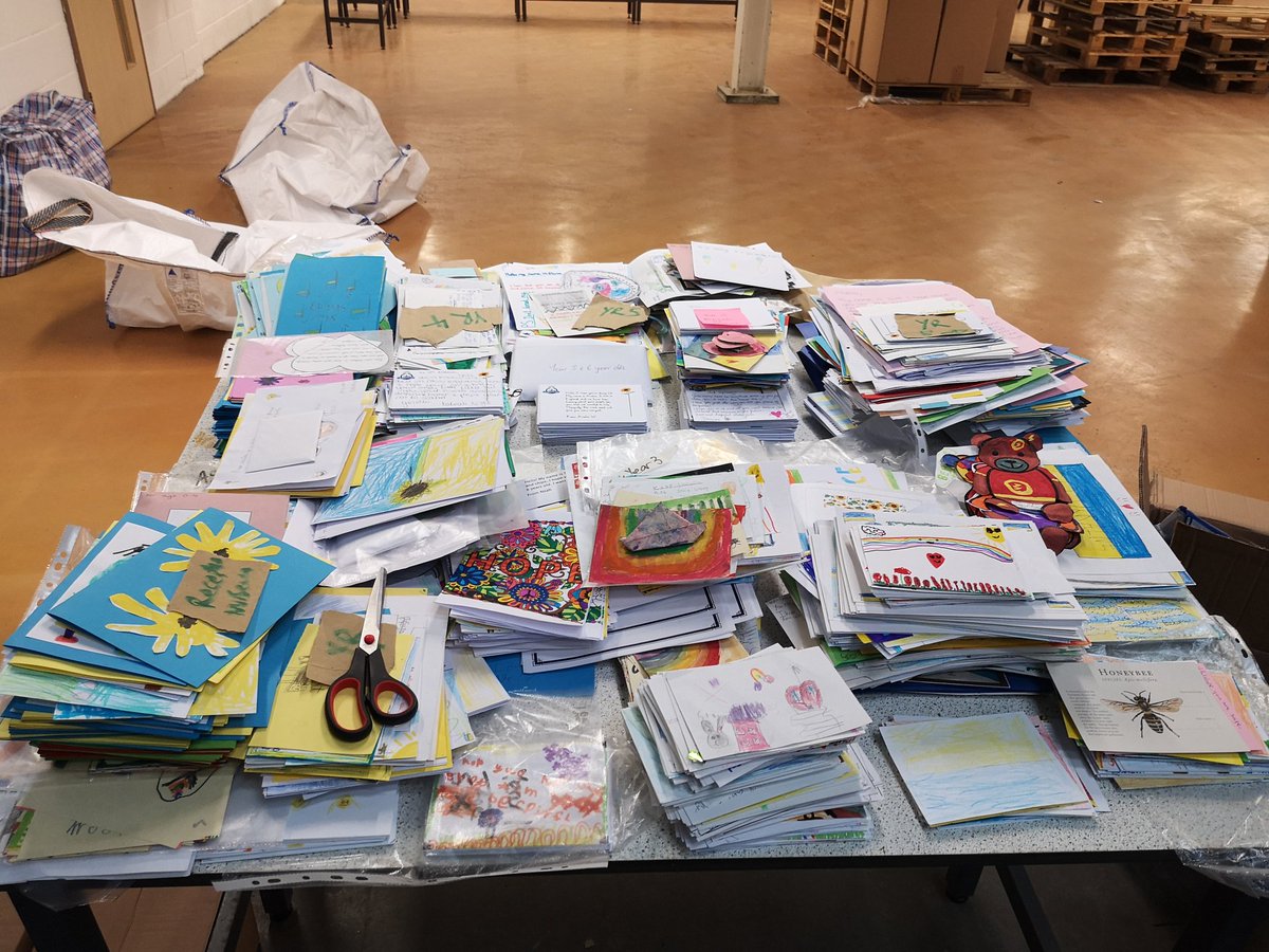 Folding socks and stuffing pencil cases for #PackedWithHope today - absolutely massive effort by @LittleToller and all the volunteers. Good luck with the big pack this weekend!
