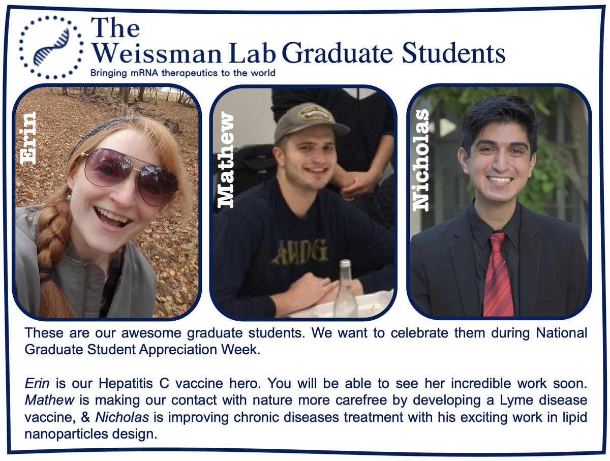 WeissmanLab's tweet photo. We want to celebrate our awesome graduate students during National Graduate Student Appreciation Week. #GradStudentAppreciationWeek #upenn https://t.co/zZYupbbKqs