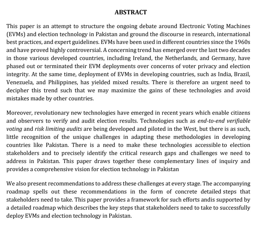 RASTA_PIDE's tweet photo. "Electronic Voting Machines for Pakistan: Opportunities, Challenges, &amp; the Way Forward" by Hina Binte Haq, @Research_NUST

PIDE #RASTA Latest research available now.

Paper: https://t.co/wEo44BtNpo
Policy Brief:
https://t.co/suKoNRTXHG
@NAofPakistan
@ECP_Pakistan
@nadeemhaque https://t.co/1T6OmtuvDL