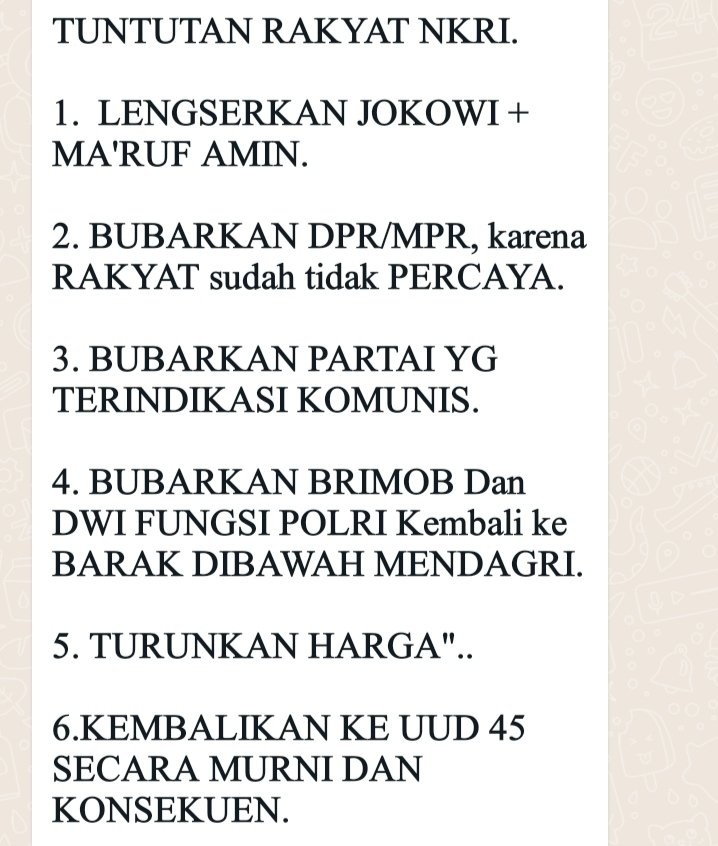 Buat mahasiswa BEM SI, bukan BEM Nusantara ya??
Ini tuntutannya.
#MahasiswaBergerak #RakyatBersamaMahasiswa
