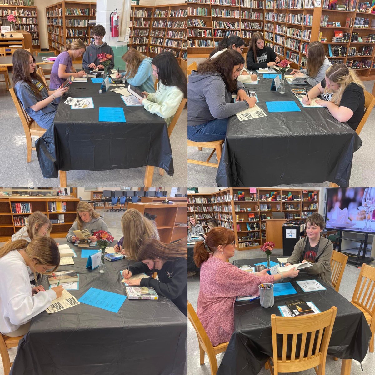 English I had such a great time at the book tasting, that English II had to come today and see what they hype was about! Even the teacher had to get in on the action!