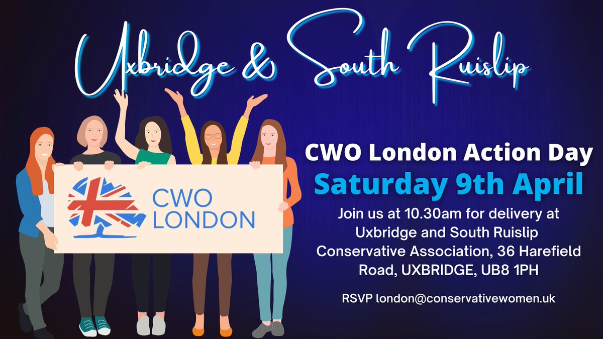 Can you join us tomorrow from 10.30am? Join us at Uxbridge and South Ruislip Conservative Association (36 Harefield Road, Uxbridge, UB8 1PH). Nearest station by public transport is Uxbridge (Picadilly and Metropolitan lines) #voteconservative #ConservativeWomen #CWO