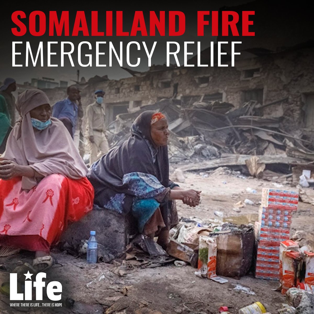 On April 1, a fire destroyed Waheen market in downtown Hargeisa, Somaliland causing many to lose their livelihood and the ability to purchase food and other items that are needed to survive

With your help, LIFE can help the families affected by the fire: ow.ly/nEiA50IEyxt