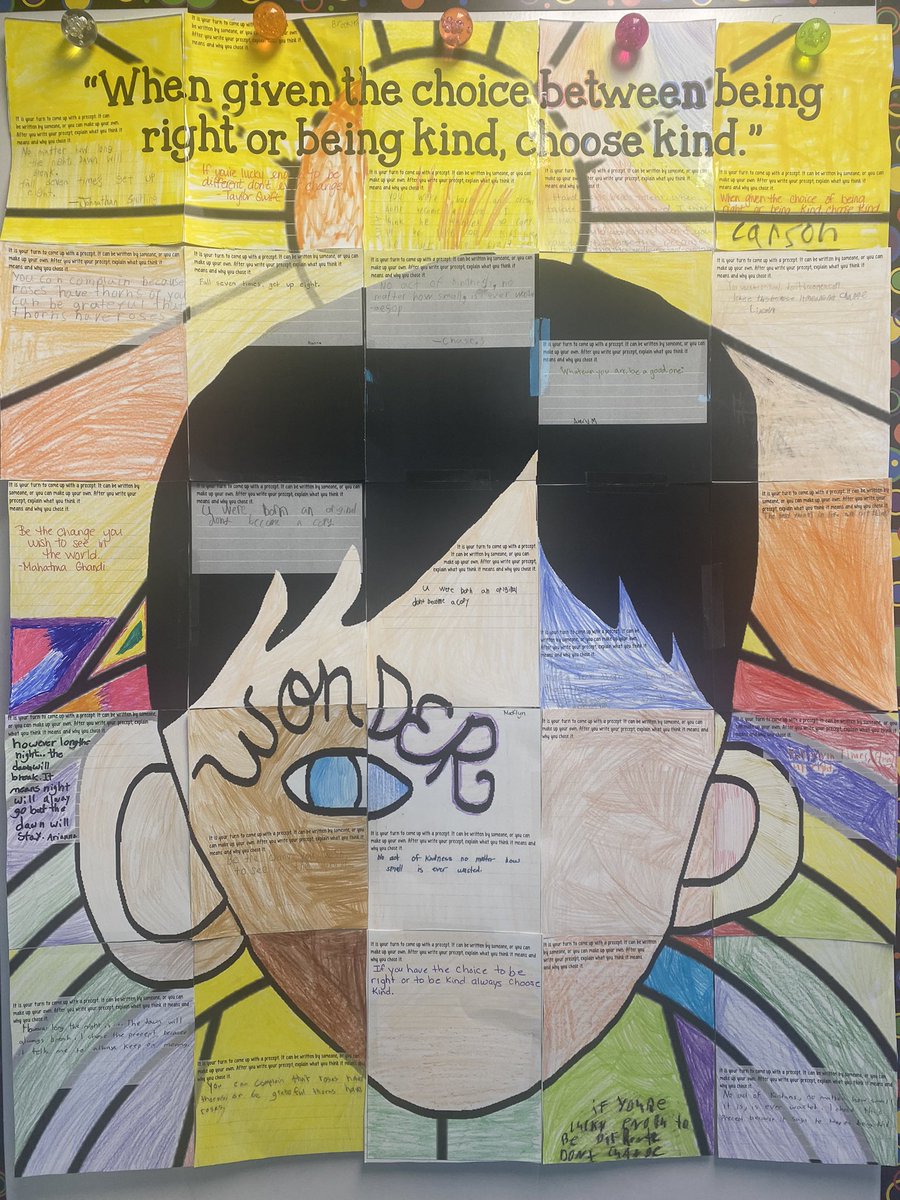 MrsMadru's tweet photo. 5th graders created this culminating project after we finished reading “Wonder” this week 🥰 @RJPalacio #ellingcen https://t.co/Pr8h75FW77
