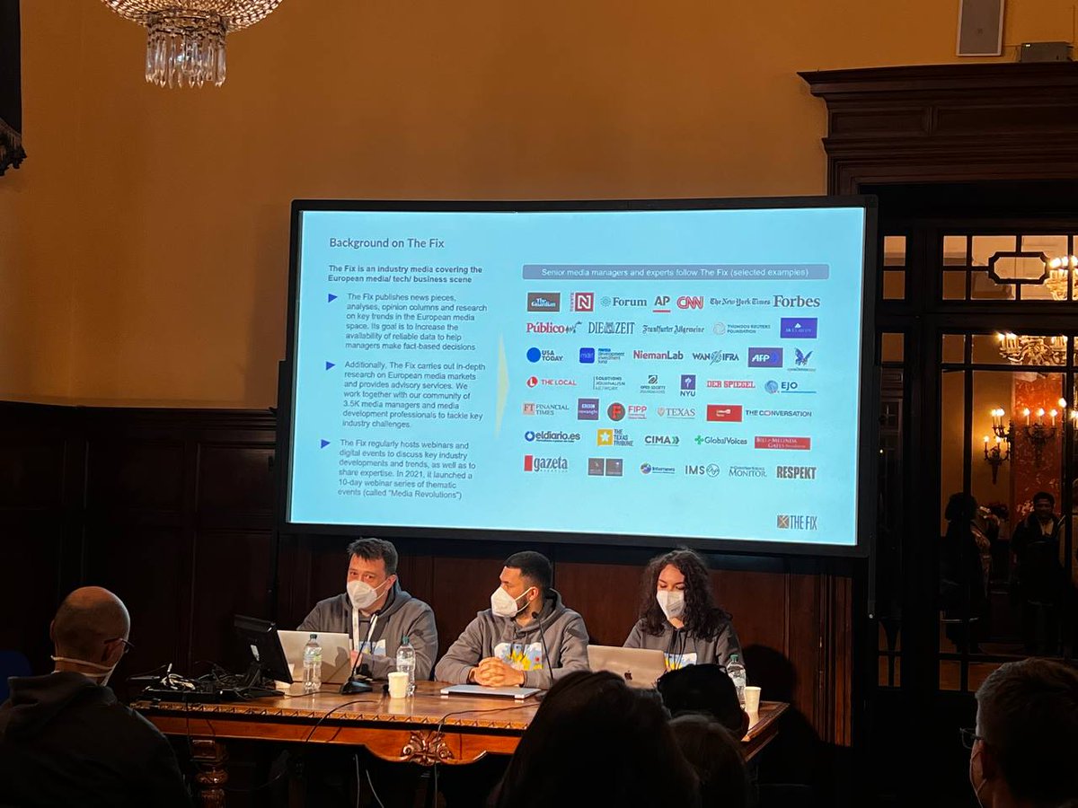 🇺🇦media crisis response: lessons and challenges ahead 
🔵 The Fix's <a href="/j_parus/">Jakub Parusinski</a>, <a href="/guymr09/">Gaygysyz Geldiyev</a> and Maria Leonova are speaking now on <a href="/journalismfest/">International Journalism Festival</a>. Join us online here 👉bit.ly/3r7ApIX

#IJF2022 #IJF22