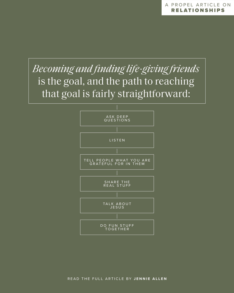 PropelWomen's tweet photo. Friendship is intended to be a gift, but sometimes it can feel like a lot of work and frustration. In today’s new Propel article, Jennie Allen gets to the root of disappointments and gives insight into being a better friend.

Read her full article – (https://t.co/qlRGROitNi) https://t.co/eOcetH5WKm