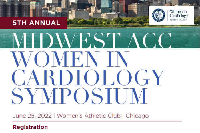 ACCMinnesota's tweet photo. Registration is now open for the 5th Annual Midwest ACC Women in Cardiology (WIC) Symposium to be held on June 25, 2022 at the Women’s Athletic Club in Chicago, IL! READ MORE: https://t.co/nQiSn2TYa7 #ACCFIT #cardiotweets #FaceofCardiology @IllinoisACC @ACCinTouch https://t.co/ve9Fpmg29M