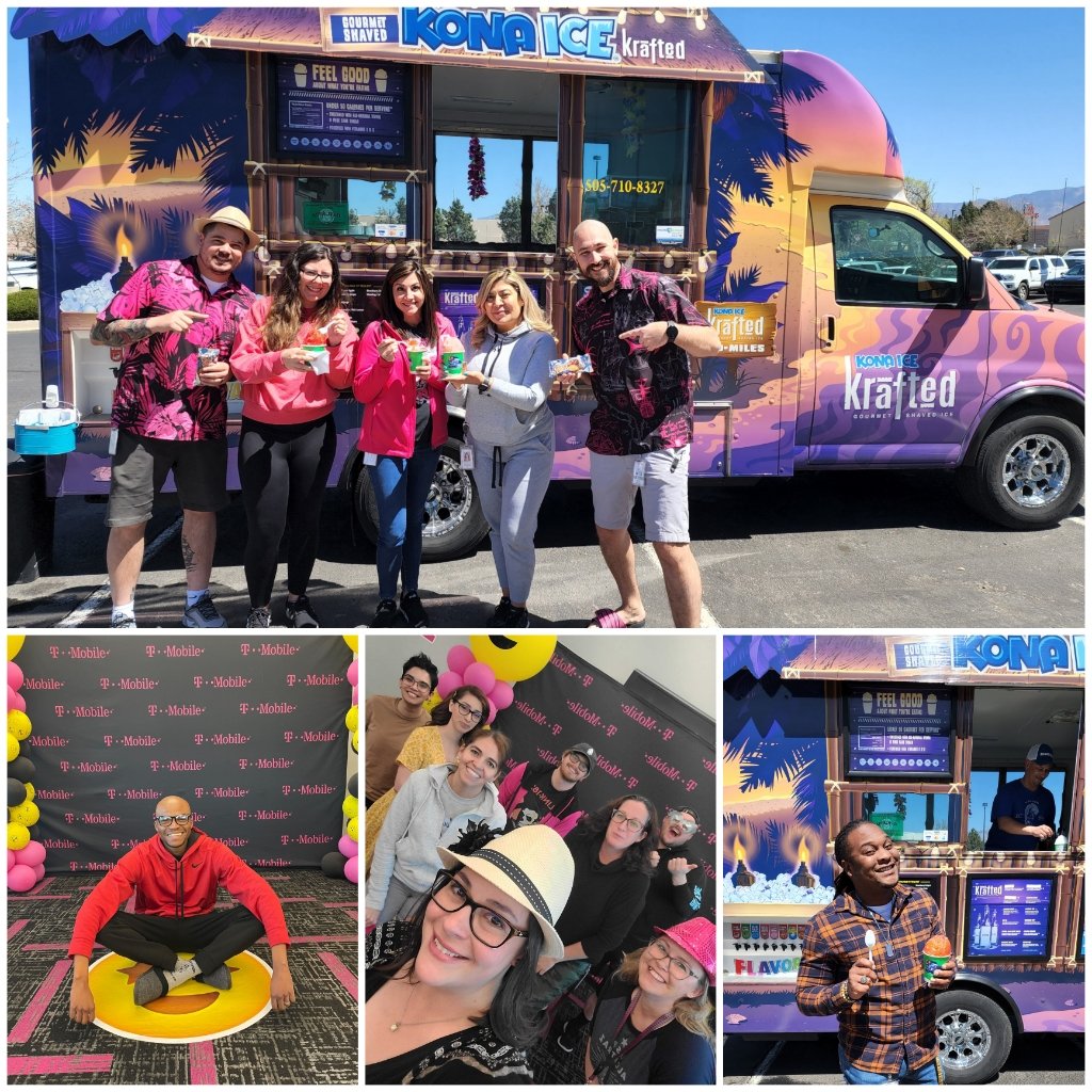 team505menaul's tweet photo. Keeping it cool with Kona Kasual Friday!🍨 Sweet treats for Team PhenoMenaul. We're back on site serving up extraordinary customer experiences! @JKalena123 @JoePreston01 @marknolanmfn
#bettertogether #famousforexperience #AllTheFeels #magentaporvida #tmobile https://t.co/jXCdnv9BZS