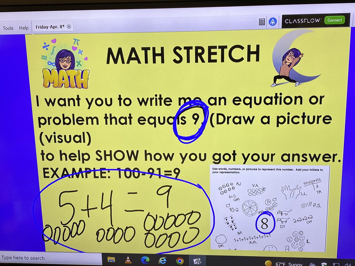 cmurphy41617's tweet photo. Students did a great job of creating their own visuals and word problems for our Math Stretch to jump start our brains 🧠 . #focusfridays #mathready #rotations #WeAreClintISD https://t.co/CTa6hBPevd
