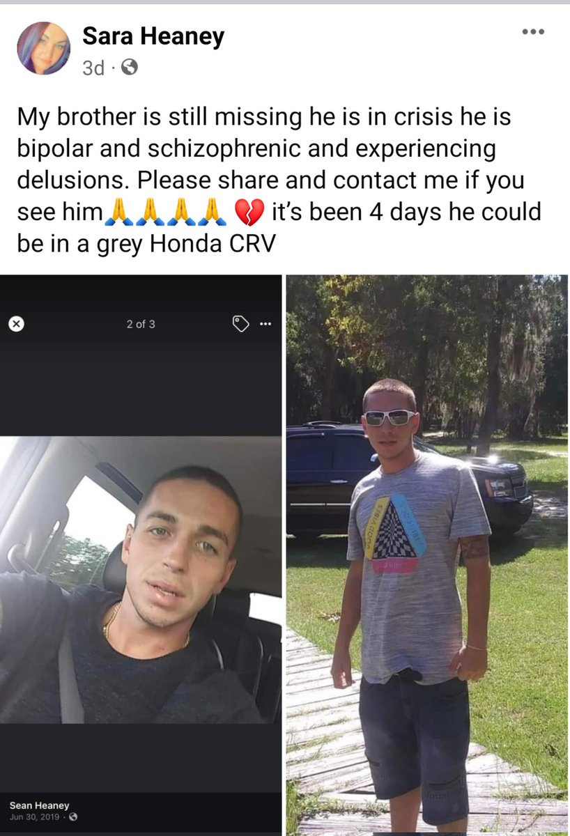 NoWonderland__'s tweet image. On 04/07/2022, Sean Robert Heaney was reported as a missing adult to the @SheriffCitrus.
Sean is a 28-year-old white male, 5 feet 11 inches tall, 180 pounds with brown hair and blue eyes.  Mr. Heaney was last seen on 04/1/2022 at 08:55 PM in Lecanto .
#Missingandendangered