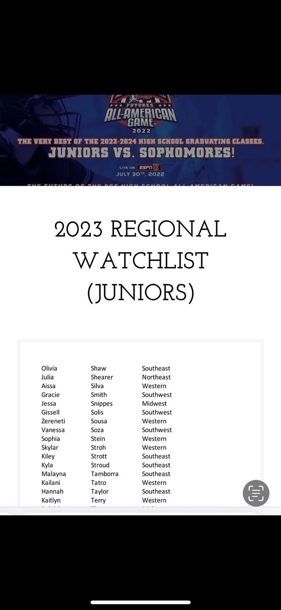 sophiastein2023's tweet photo. Thank you to PGF for the honor of being named to the 2023 Watch List for the Futures All-American Game for the second year in a row! @PGFnetwork @ExtraInningSB @kostasm329 @Los_Stuff https://t.co/tnKRIXz0tl