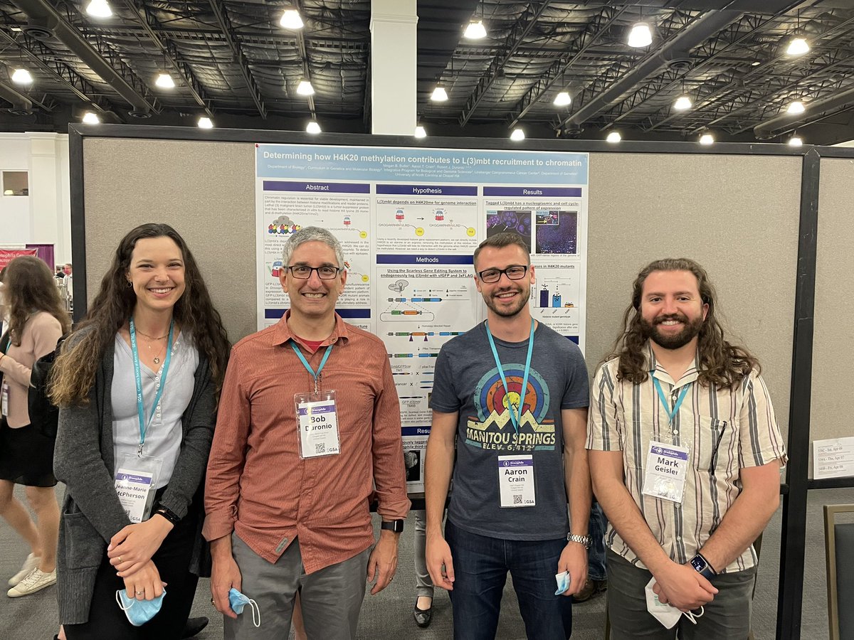 DuronioLab's tweet photo. Teamwork: the lab rallying to present @meganbrienne ‘s poster in her absence at #Dros22! @gene_marie_3 @acrain12 @Histone_Mark https://t.co/KjRRQIfEzL