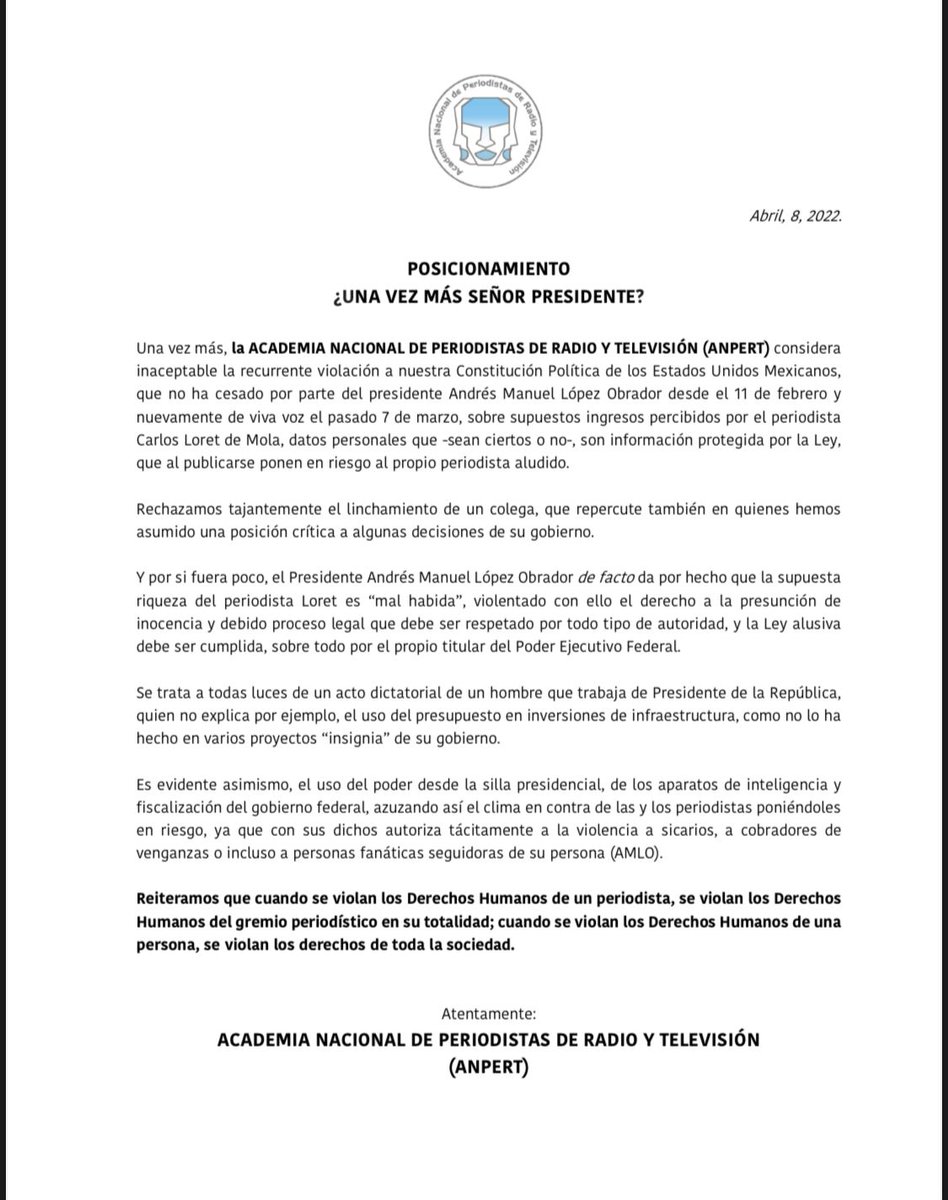 arturosuarez's tweet photo. Posicionamiento #ANPERT https://t.co/2LWgHke5xA