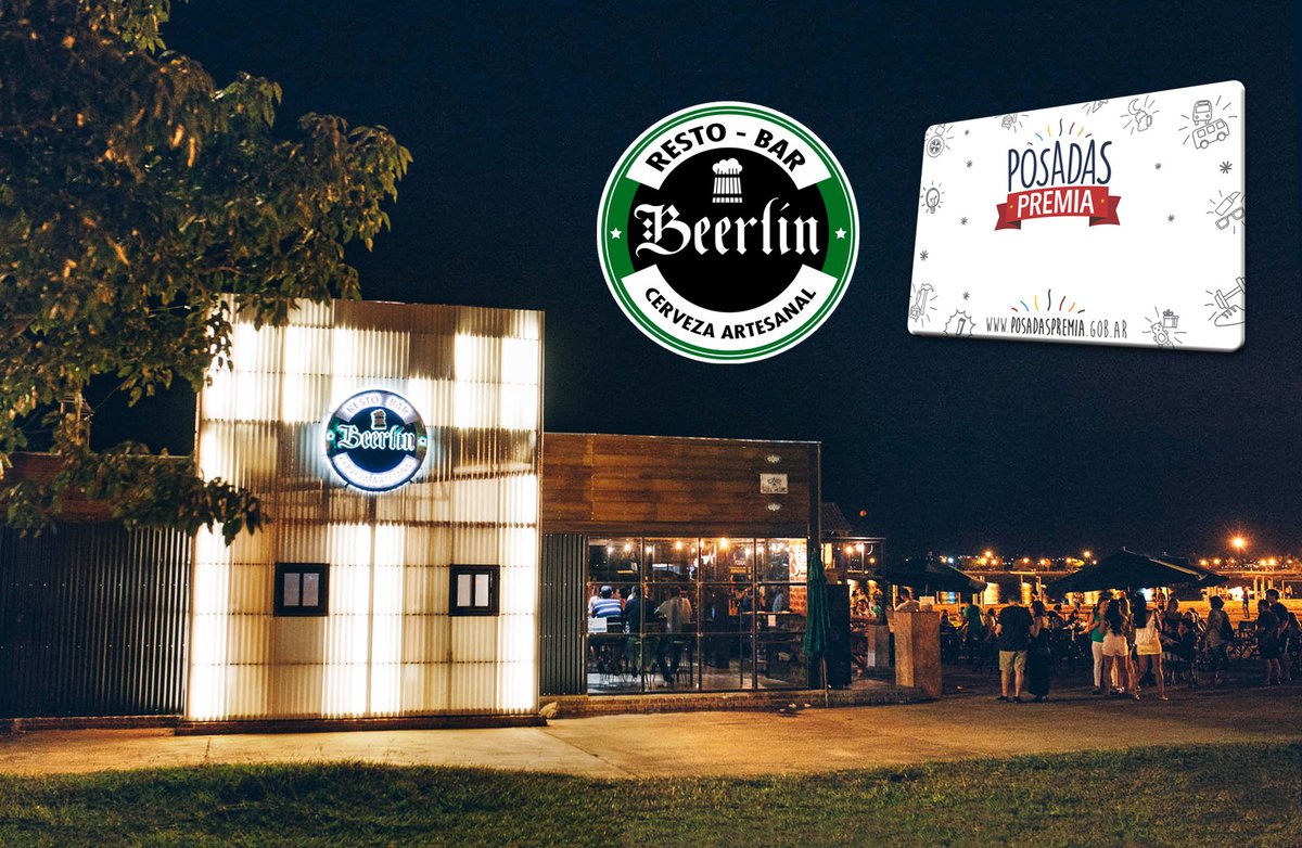 PosadasPremia's tweet photo. Con tu tarjeta #PosadasPremia en Beerlin Resto Bar tenés 20% de descuento en la carta de comidas por pago efectivo de lunes a jueves. Te esperamos en Bahía Brete, Av. Costanera. Seguinos en https://t.co/sYI7wvTMlb https://t.co/kZW0REGbUr
