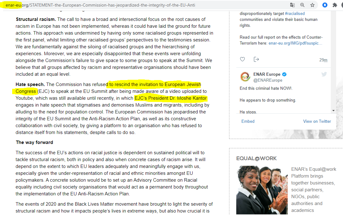 MollersPaul's tweet photo. @rebeccahillauer @Tondern2 @welt @AmadeuAntonio @NDMedienmacher ENAR, Julie Pascoet
Vorstand ENAR: Karen Taylor, SPD, EOTO e.V. (s. oben)
ENAR verlangte auf dem "EU Antiracism Summit" die Ausladung von Moshe Kantor v. European Jewish Congress, Vorwurf: antimuslimische "#Hate #speech"
> die Zukunft... https://t.co/AMRz0IfdWo