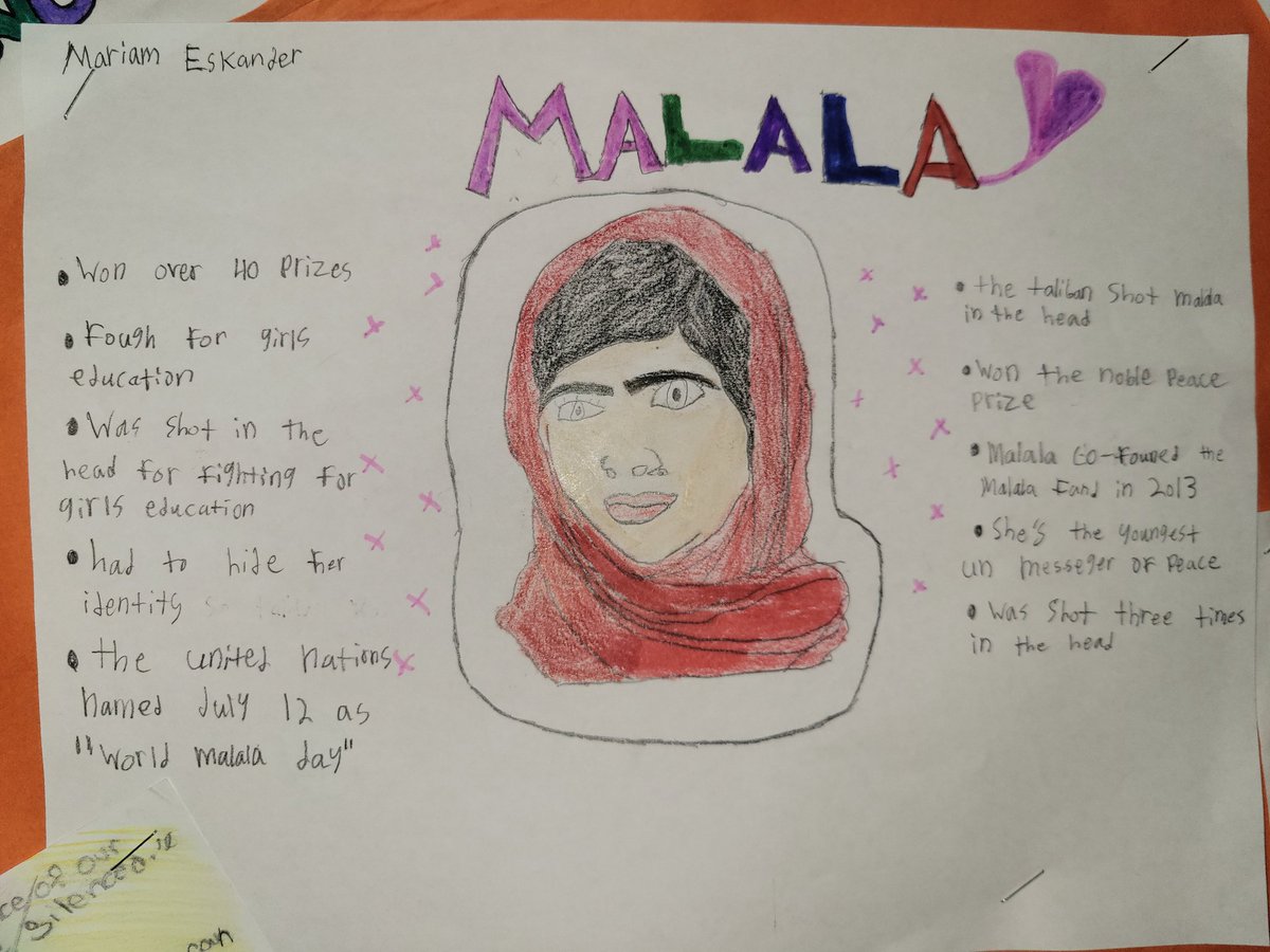 MMOSSY24's tweet photo. 6th grade students completed KWL Charts and created Malala posters with information that learned about her! #ps24jc #iammalala https://t.co/G2sVLRIiOr
