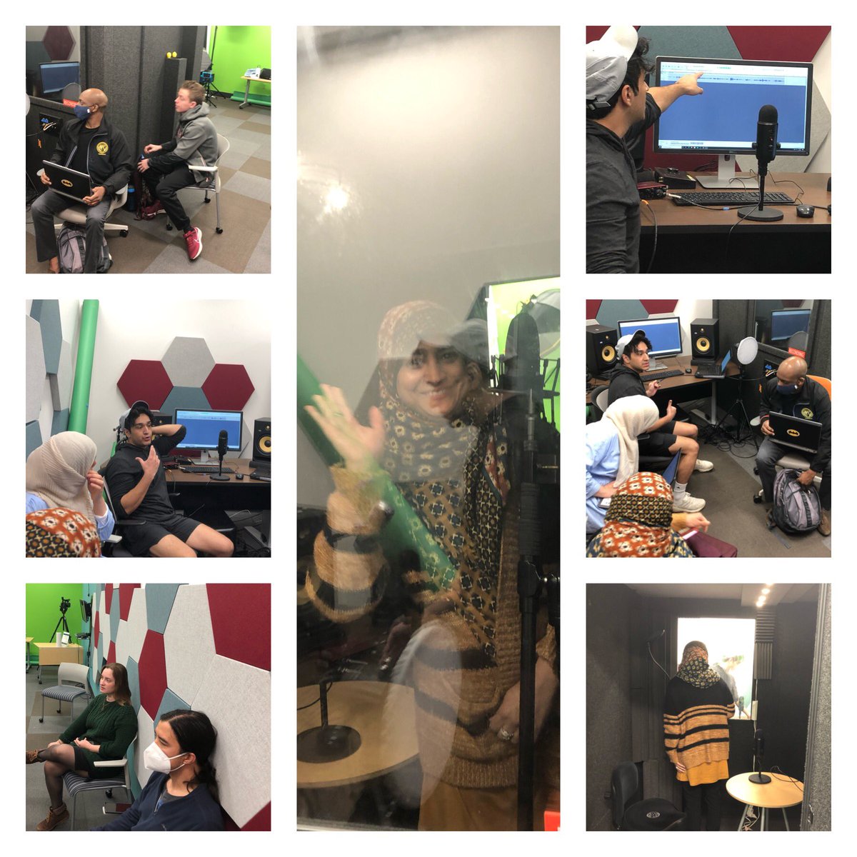 Another wonderful experience <a href="/VTLibraries/">VT Libraries</a> with Josh &amp; Ellen at the Media Editing Studio w/my <a href="/vt_idt/">@VT_IDT</a> students learning how to record narration in the whisper room &amp; adding a soundtrack using Audacity. #instructionaldesign #audio #multimedia #thanksjoshandellen