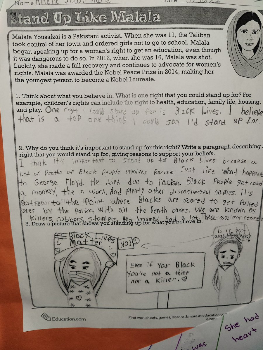 MMOSSY24's tweet photo. Students we asked to think of a right/cause that they were passionate about and why... #BLM #familyrights #AnimalRights #istanduplikeMalala  #ps24jc https://t.co/XDOrAcrM7k