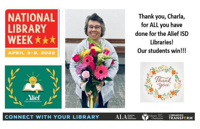 Charla, thank you for your arduous job as our @AliefISD libraries leader ♥
#SchoolLibraryWeek  @Alief_Libraries @AliefISD